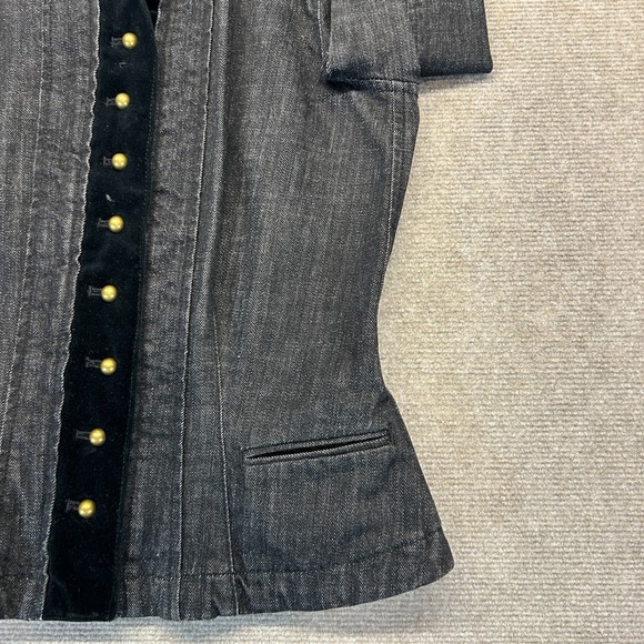 Lauren Jeans Co Denim Jacket Women's Small Charcoal Crop Velvet Contrast Ralph - Picture 7 of 11
